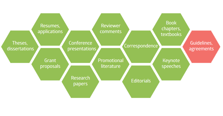 Editing and translation of guidelines, policy papers, and agreements